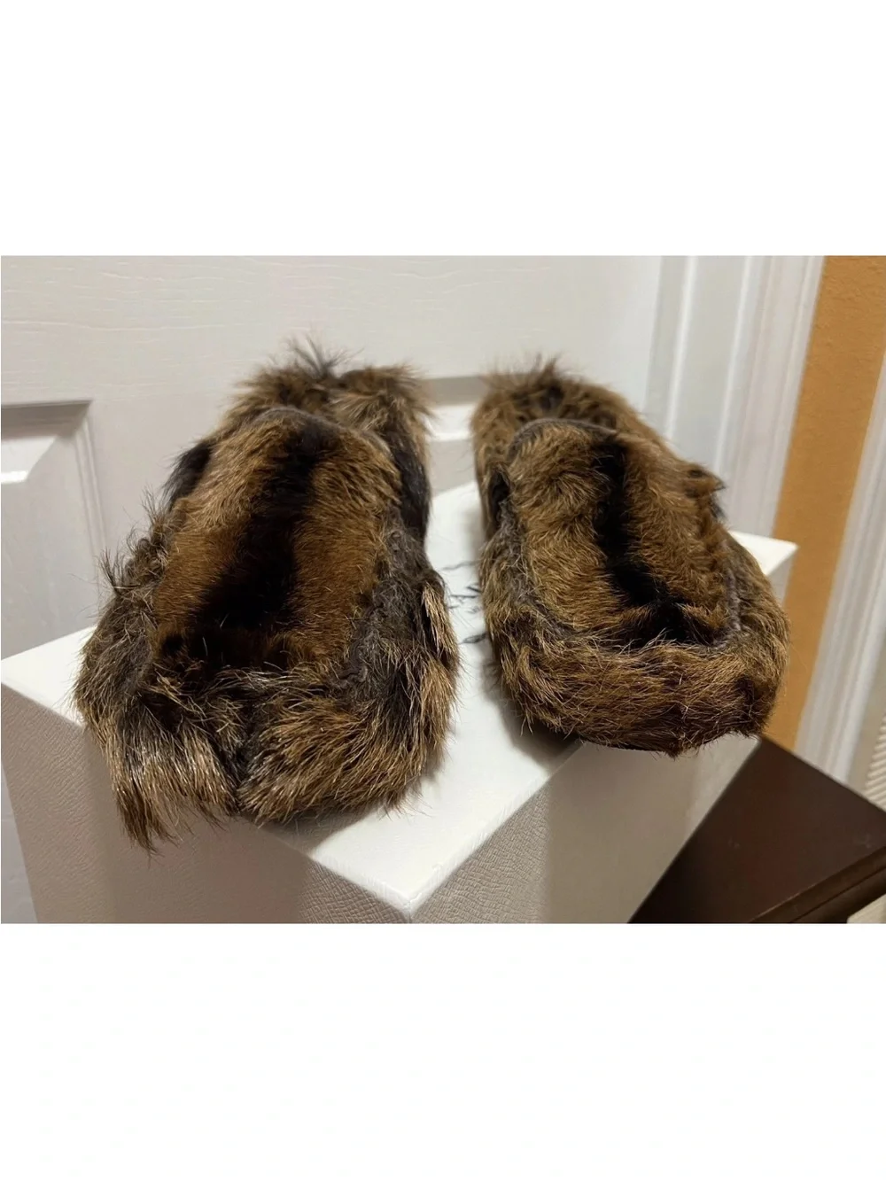 PRADA Exclusive Furry Moccasins Goat Hide in Tan - Mens 9US - NWB - $1,170